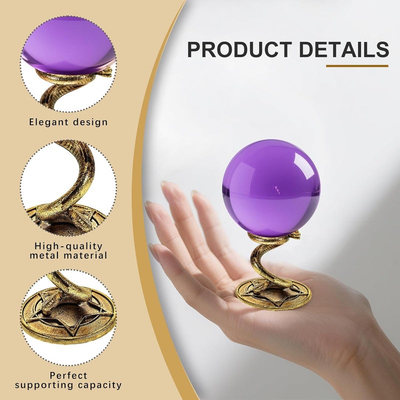 GeryVtee 4PCS Crystal Ball Stand Sphere Display Stand Metal Crystal Holder Balls Ornament Rack Holder Metal Base Snake Shape(Retro) - Image 3